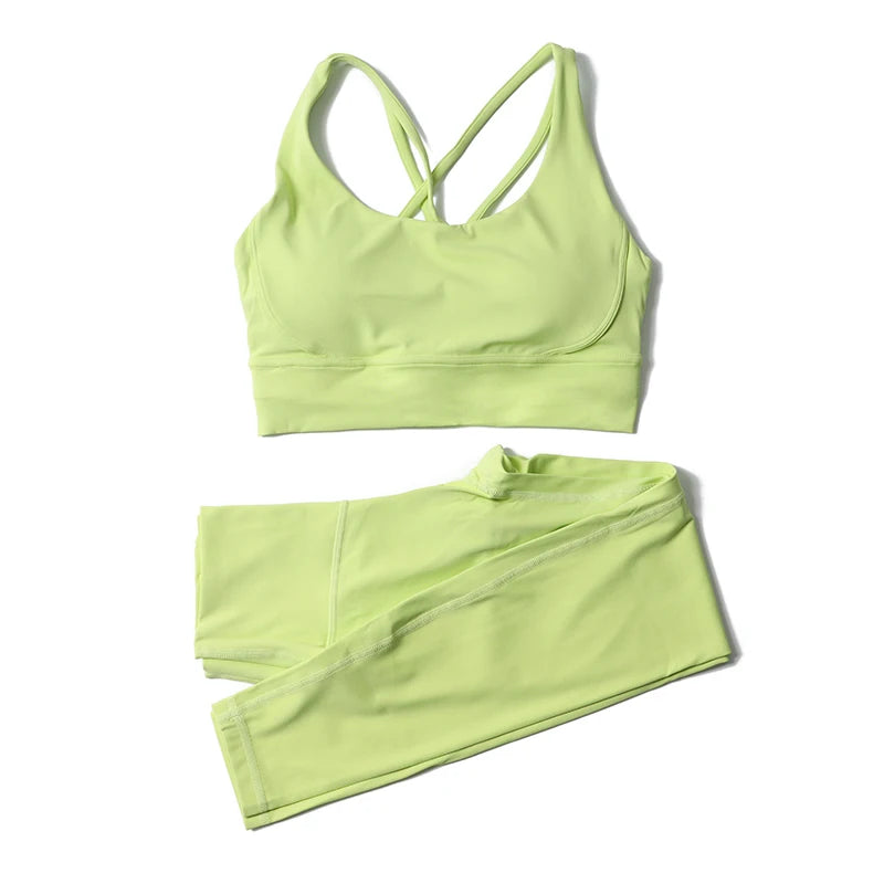 Women's Yoga Set with Sports Bra & High-Waist Leggings