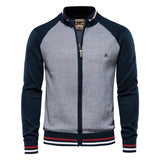 Spliced Streetwear Cardigan – High-Quality USA-Made Cotton Zip Sweater