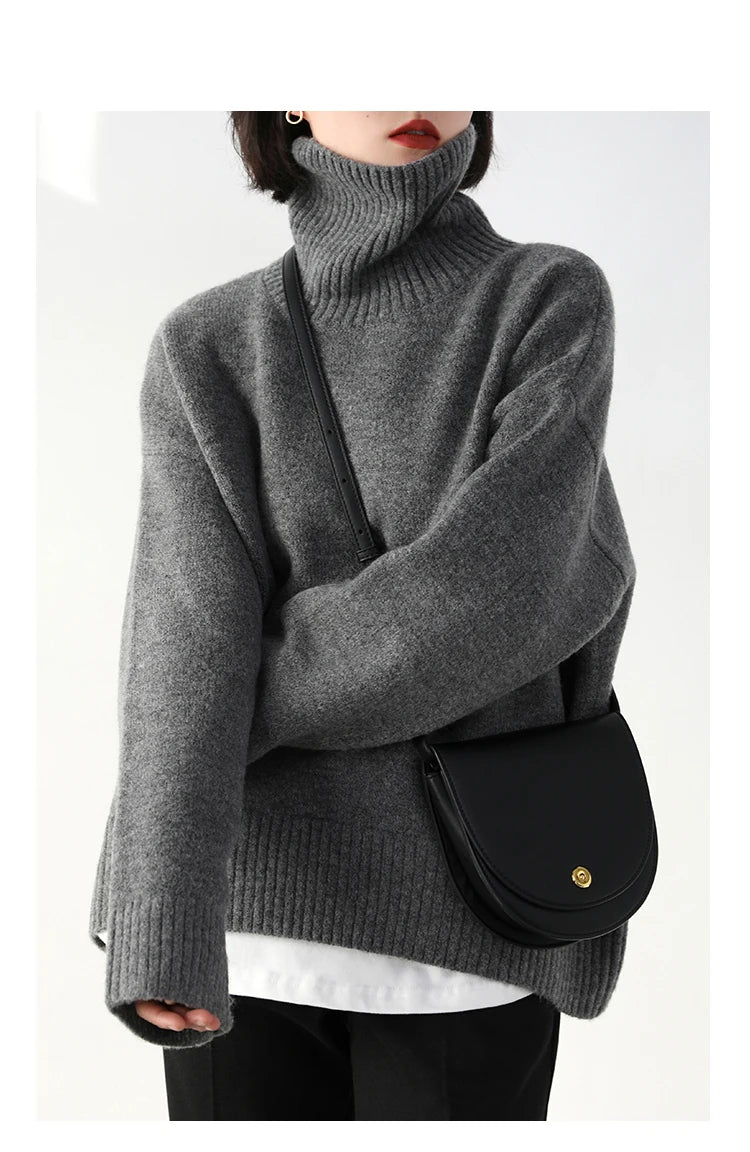 Women's Relaxed Mock Neck Knit Sweater