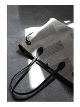 Women's Fashion Shoulder Bag Luxury Designer Handbag Large Capacity Canvas With Genuine Leather Tote For Shopping,Commuting,Work