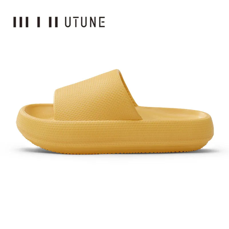 UTUNE Men’s Non-slip Slides Summer Indoor Slippers, Thick Sole Breathable Soft Sandals, Comfy Casual Home House Footwear