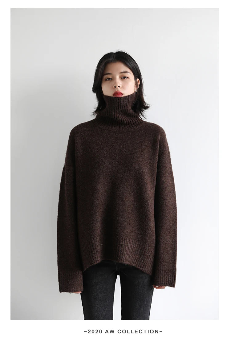 Women's Relaxed Mock Neck Knit Sweater