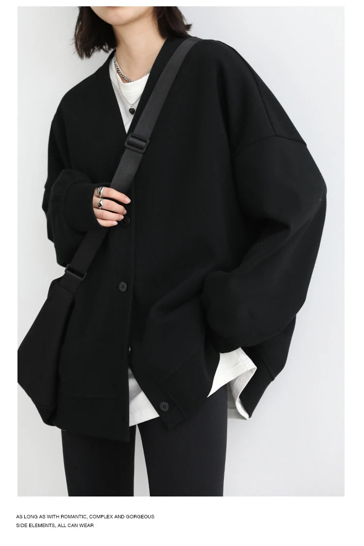 Women's Relaxed V-Neck Cotton-Blend Cardigan