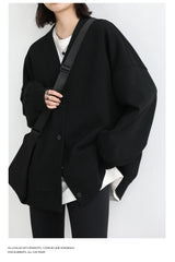 Women's Relaxed V-Neck Cotton-Blend Cardigan