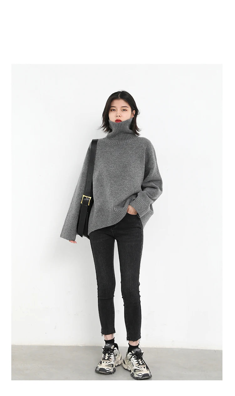 Women's Relaxed Mock Neck Knit Sweater