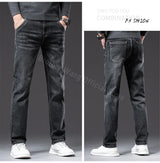 2025 Autumn New Men Regular Fit Stretch Jeans Classic Style Smoky Gray Fashion Casual Denim Pants Male Brand Trousers Blue