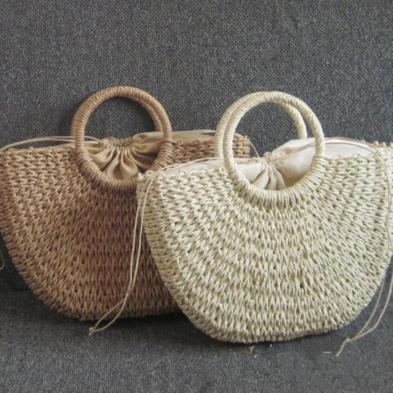 Women's Handmade Straw Tote Bag – Bohemian Beach Weave