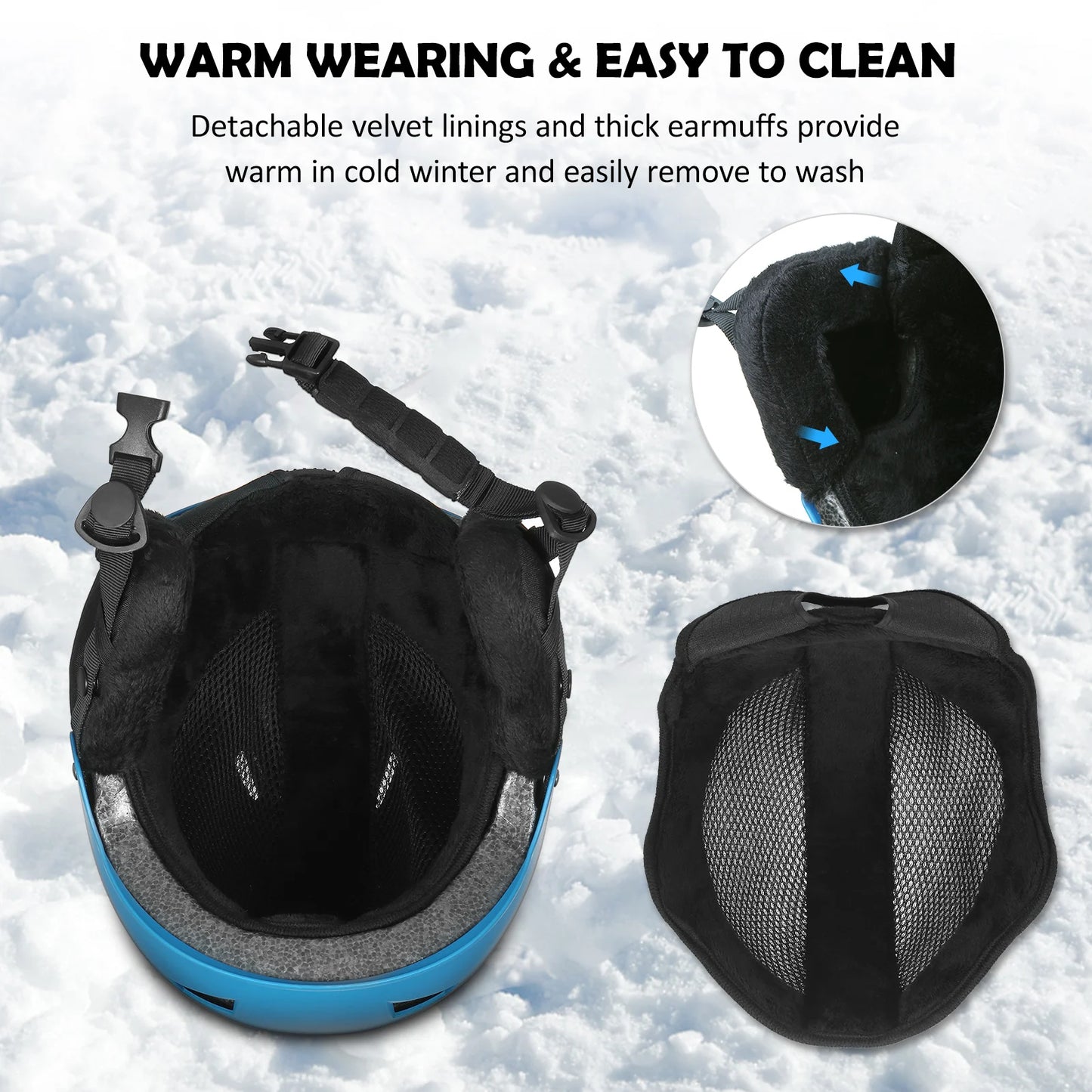 Winter Snow Helmet with Detachable Earmuffs