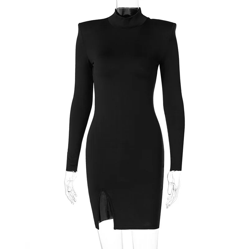 Long Sleeve Bodycon Mini Dress - Slim Fit Knit Streetwear