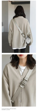 Women's Relaxed V-Neck Cotton-Blend Cardigan