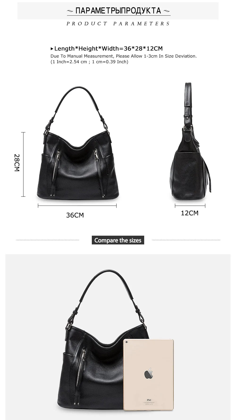 ZENCY New Handbag Luxury Genuine Leather Bag for Women Shoulder Tote Crossbody Double Zipper Pocket Charming Red Hobo Bag