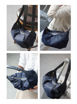 Lightweight Nylon Matching Genuine Leather Crossbody Bag High Quality Single Shoulder Bags Fashion Pleated Messenger Purses