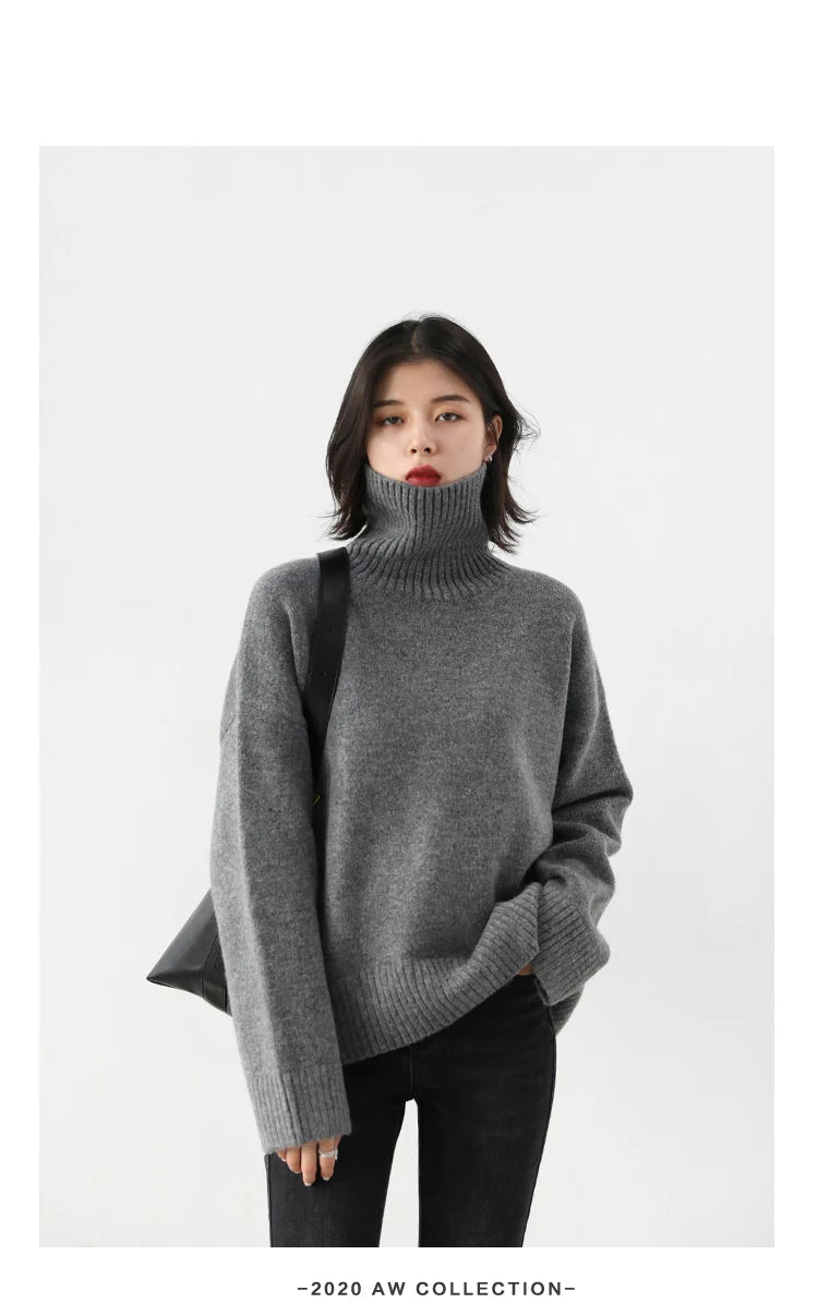 Women's Relaxed Mock Neck Knit Sweater