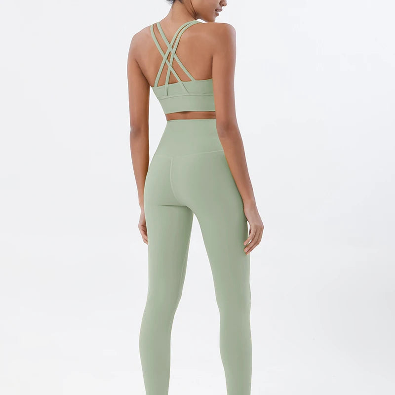 Women's Yoga Set with Sports Bra & High-Waist Leggings