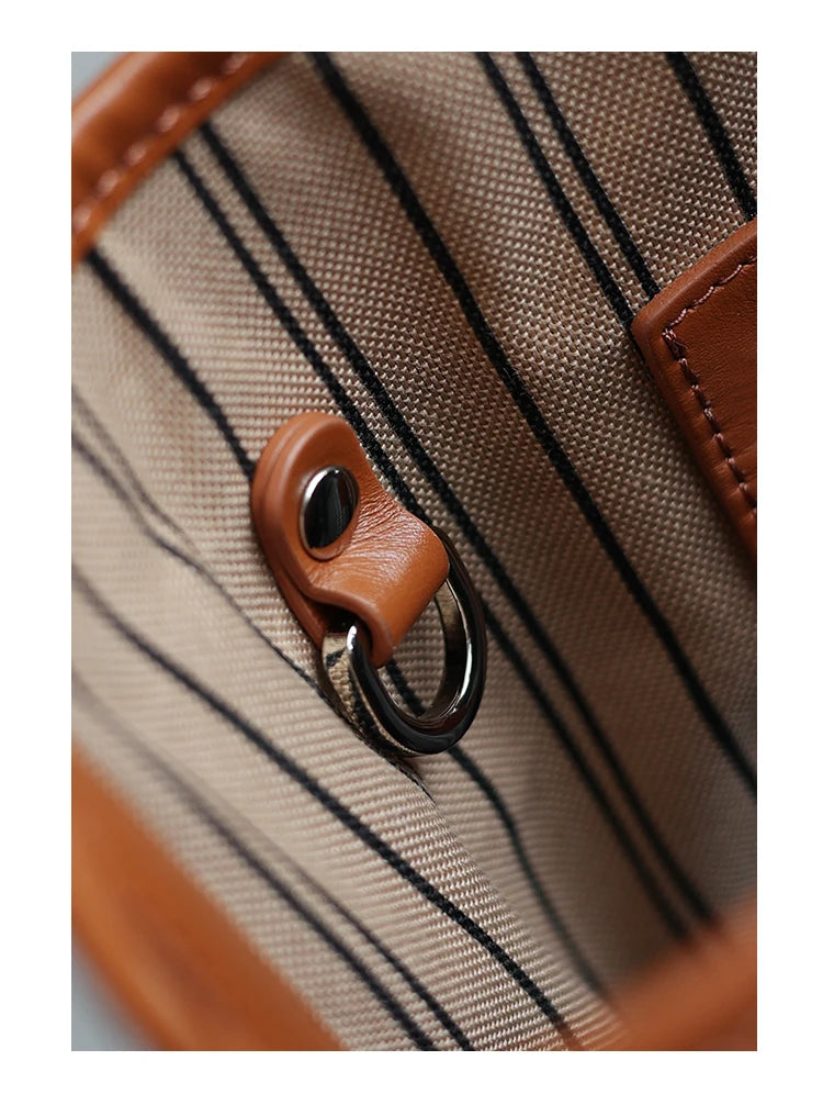 Women's Fashion Shoulder Bag Luxury Designer Handbag Large Capacity Canvas With Genuine Leather Tote For Shopping,Commuting,Work