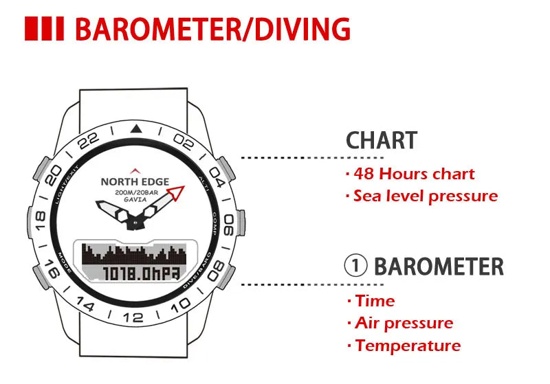 NORTH EDGE Gavia 2 Men's Dive & Adventure Watch