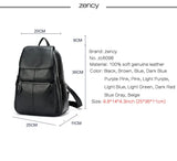 Zency Stylish White Black Genuine Leather Women Backpack A++ Quality Anti-theft Large Capacity Knapsack Travel Designer Rucksack