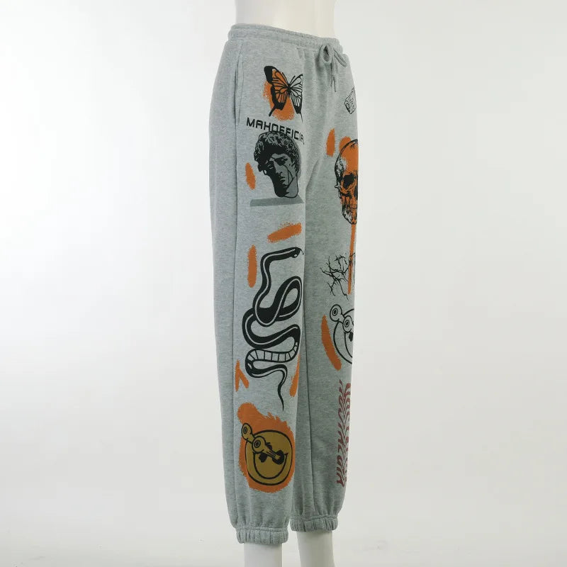 Women's Hippie Cartoon Print Joggers