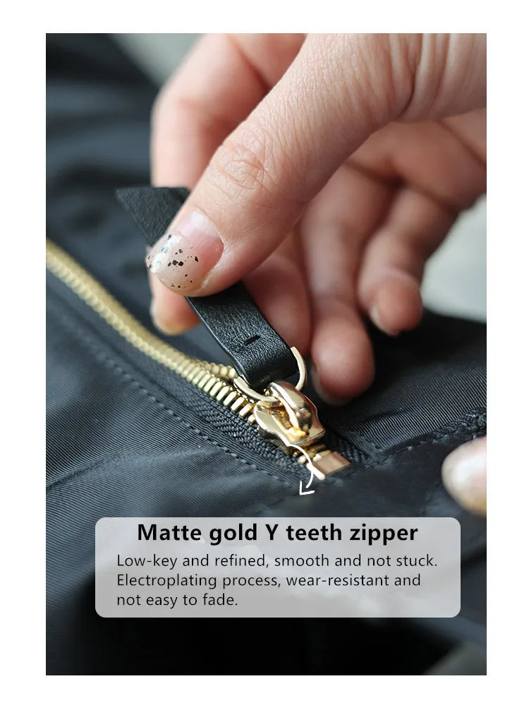 Lightweight Nylon Matching Genuine Leather Crossbody Bag High Quality Single Shoulder Bags Fashion Pleated Messenger Purses