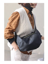 Lightweight Nylon Matching Genuine Leather Crossbody Bag High Quality Single Shoulder Bags Fashion Pleated Messenger Purses