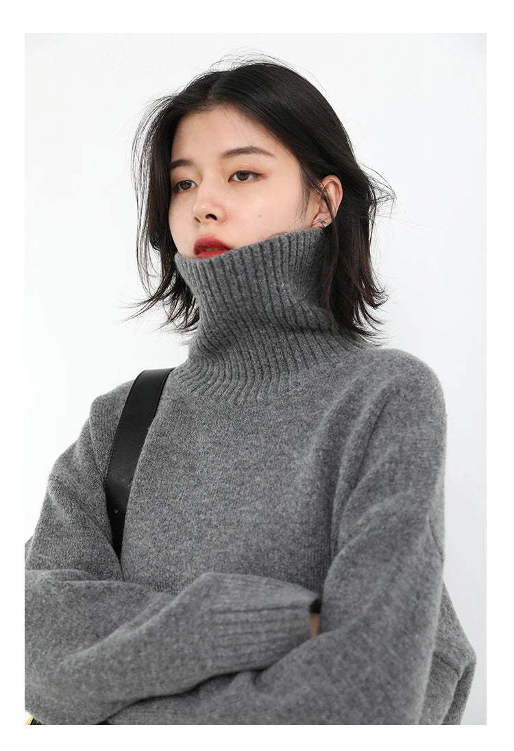 Women's Relaxed Mock Neck Knit Sweater