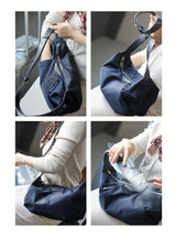 Lightweight Nylon Matching Genuine Leather Crossbody Bag High Quality Single Shoulder Bags Fashion Pleated Messenger Purses