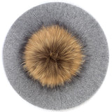 Women's Knit Beret with Oversized Pom Pom | Geebro
