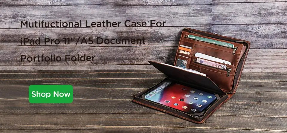 Macbook Pro Air 13 iPad Pro 13 12.9 Portfolio File Folder Cow Leather Cover Organizer Travel Business Office Document Briefcase