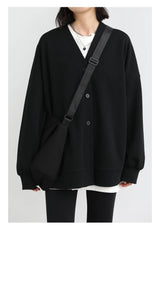 Women's Relaxed V-Neck Cotton-Blend Cardigan
