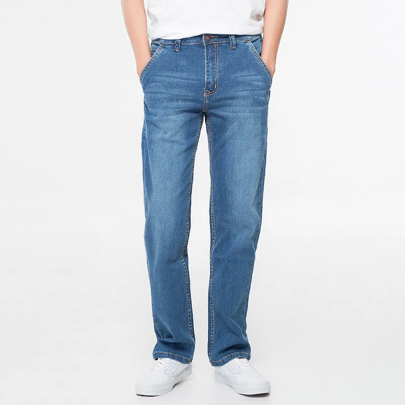 42 44 46 48 large size men's loose denim jeans autumn and winter brand clothing high quality anti-theft zipper pocket jeans