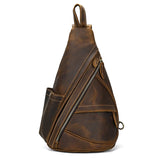 Single Shoulder Bagpack Genuine Leather Chest Bag Outdoor Riding Bag Chest Packs For Biker Men Male Sling Bags Cow Leather