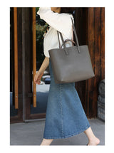 JAZZQ Reversible Genuine Leather Tote | First-Layer Cowhide