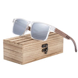 BARCUR Original Design Natural Wood Sunglasses Polarized Business Sun Glasses for Men Eyewear Square Luxury Brand Eyewear