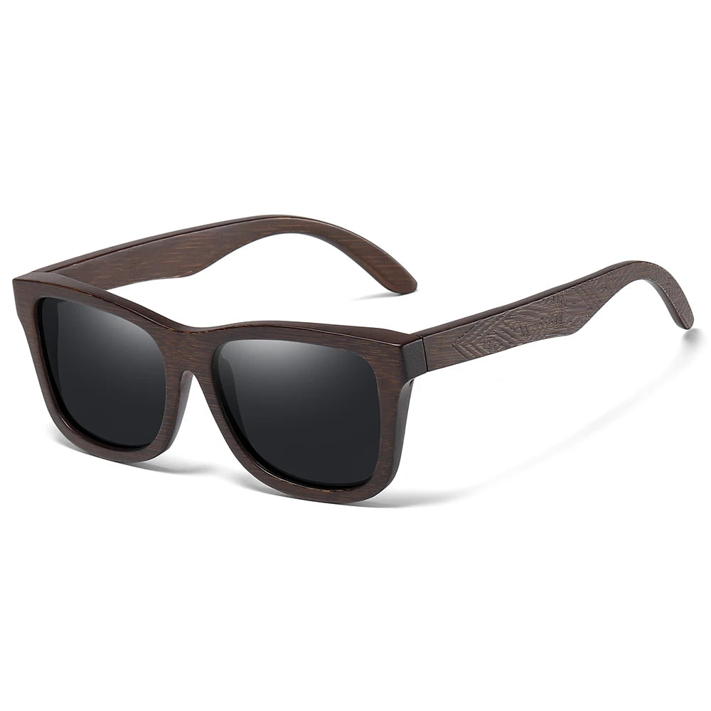 GM Retro Fashion Bamboo Wood Polarized Sunglasses Driving Square Style SunGlasses Male Goggle Cat.3 Women Men Brand Designer