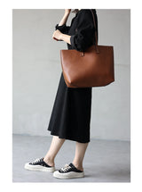 JAZZQ Reversible Genuine Leather Tote | First-Layer Cowhide