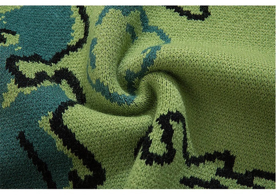 Men’s Harajuku Dinosaur Knitted Sweater