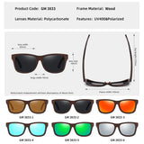 GM Retro Fashion Bamboo Wood Polarized Sunglasses Driving Square Style SunGlasses Male Goggle Cat.3 Women Men Brand Designer