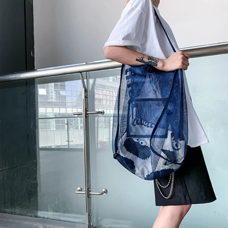 Women's Mesh Tote Bag for Beach & Shopping