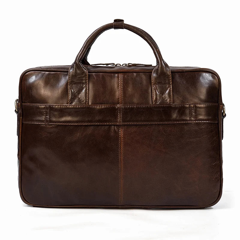 Men Briefcase Genuine Leather Laptop Bag 14 15.6" PC Doctor Lawyer Computer Bag Cowhide Male Briefcase Leather Men Business Bag