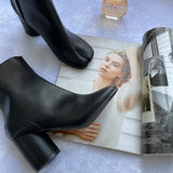 Luxury Leather Tabi Split Toe Ankle Boots - Women's High Heel