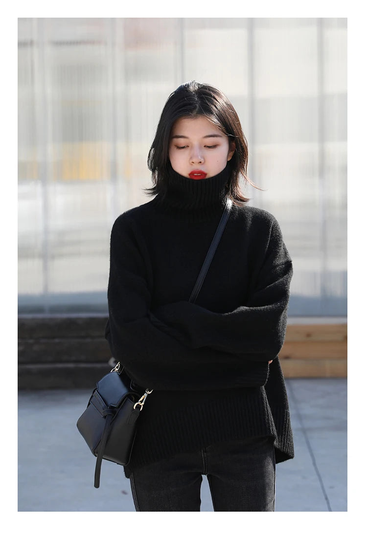 Women's Relaxed Mock Neck Knit Sweater