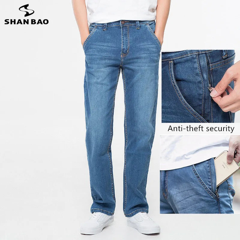 42 44 46 48 large size men's loose denim jeans autumn and winter brand clothing high quality anti-theft zipper pocket jeans