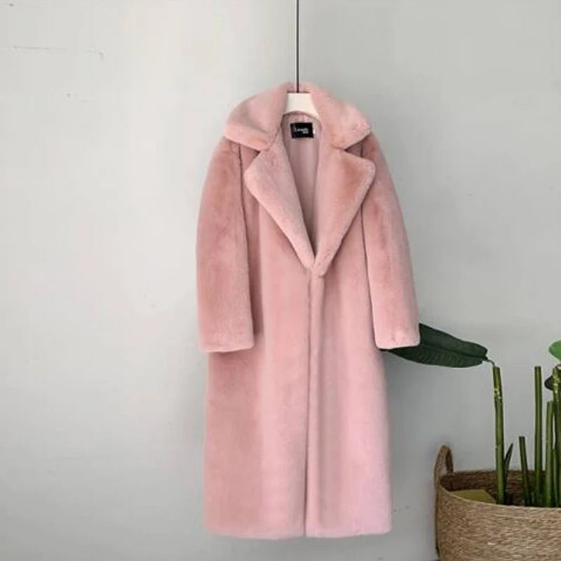 Luxury Faux Rabbit Fur Winter Overcoat