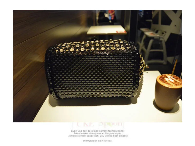 iPinee Rhinestones Crossbody Bags For Women Patent  Leather Luxury Handbags Women Bag Designer Ladies Messenger Bag Sac A Main