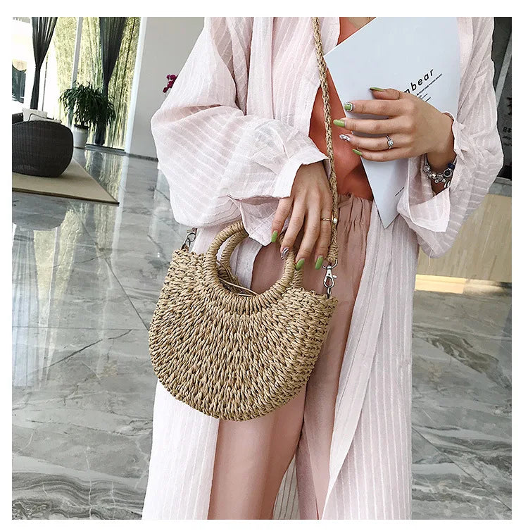 Women's Handmade Straw Tote Bag – Bohemian Beach Weave