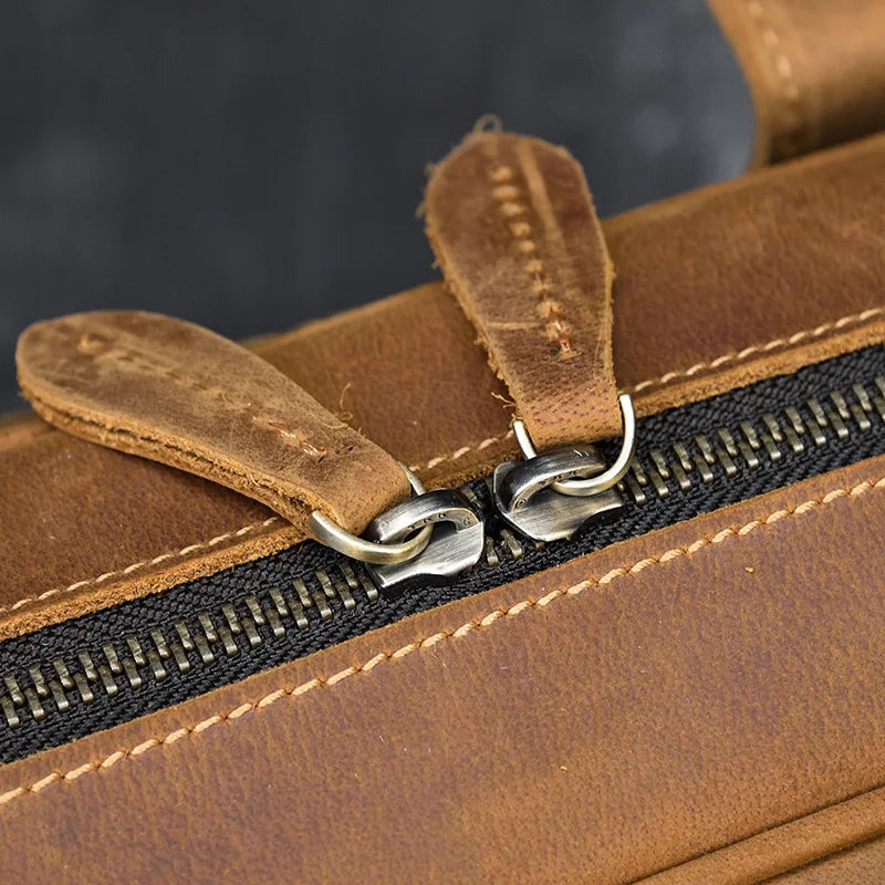 Men Briefcase Genuine Leather Laptop Bag 14 15.6" PC Doctor Lawyer Computer Bag Cowhide Male Briefcase Leather Men Business Bag
