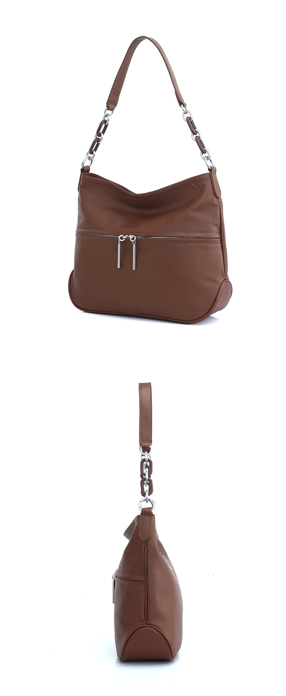 Zency Soft Cowhide Leather Winter Women's Shoulder Bag Casual Commuter High Capacity Female Crossbody Handbag Vintage Shopper