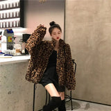 Women's Leopard Print Faux Fur Jacket