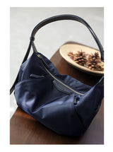 Lightweight Nylon Matching Genuine Leather Crossbody Bag High Quality Single Shoulder Bags Fashion Pleated Messenger Purses