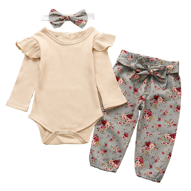 Baby Girl 3-Piece Outfit with Pants & Headband